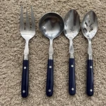 Wf Washington Forge Mardi Gras 4PC Serving Set Navy Cobalt Blue Ladle Fork Spoon. Fixed Price $26.00.
