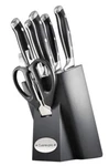 Cuisine Pro Artisan 7-PIECE Stainless Steel Knife Set With Finster Block. Fixed Price $79.99.