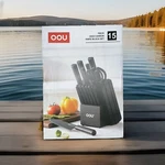 Oou Kitchen Knife Block Set - 15 Pieces High Carbon Stainless Steel Niob. Fixed Price $89.79.