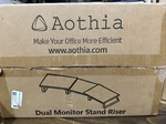 Aothia Large Monitor Stand Riser, Solid Wood Desk Dual, Black Walnut. Fixed Price $62.99.