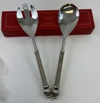 Pottery Barn Set Of 2 Beaded Salad Servers Silver Elegant. Fixed Price $25.00.