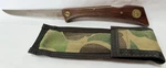 Vintage Eka Normark Sweden Folding Knife Wood Handle 11 1/4 Inch Fillet. Fixed Price $21.95.