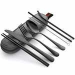 Portable Utensils Travel Camping Cutlery Set 8 Pc Knife Fork Spoon Black -usa. Fixed Price $12.29.
