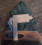 34TH & Pine Marble Wood Cheese Board With Knife, Christmas Tree Shape, 14X12IN. Fixed Price $37.00.
