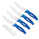 4-PIECE 5 Blue Ceramic Knife Set, Sheaths, Fruit, Vegetable, Paring, Kitchen. Fixed Price $29.78.