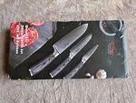 Wakoli 3-PIECE Damascus Kitchen Knife Set, Oleio. Fixed Price $85.00.