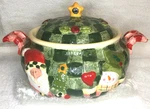 Large Soup Tureen Bowl Christmas Santa And Snowman Set, By Cracker Barrel - Le. Fixed Price $42.69.