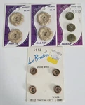 Le Bouton Vintage Buttons Lot 4 Cards Fabric Crochet Wood Olive Green (nos). Fixed Price $15.00.