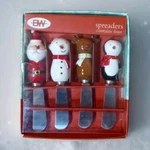 Boston Warehouse Santa Snowman Reindeer Christmas 4-HOLIDAY Cheese Spread Knifes. Fixed Price $12.00.