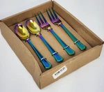 Thirstystone 4-PC. Cocktail Fork & Spoon Set, Iridescent Finish. Fixed Price $19.95.