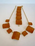 Vintage Michael Vincent Michaud Mvm Pressed Amber Glass Necklace & Bracelet Set. Fixed Price $150.00.