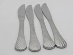 4 Studio Hammered Stainless Steel Butter Knives With Serated Head Used. Fixed Price $12.99.