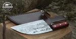New Almazan Kitchen Knife With Hand Forged High Carbon Blade Leather Sheath. Fixed Price $99.00.