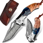 Vnla Damascus Pocket Folding Knife, Handmade Forged VG10 Steel.... Fixed Price $112.74.