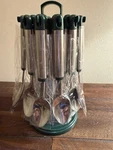Vtg Kitchen Utensil Carousel Set Stainless Steel Rotating Stand Service 8 Forks. Fixed Price $27.20.