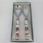 Pier 1 Serveware Set Salad Spoon And Fork Fish Design Original Box. Fixed Price $17.95.