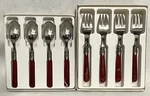 Cocktail Forks Bordeaux And Expreso Spoons Napoleon Red Flatware By Rosanna. Fixed Price $150.00.