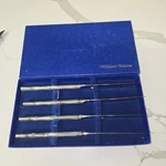 Set Of 4 William Adams Steak Knives W/ Bamboo Style Handles & Box. Fixed Price $27.00.