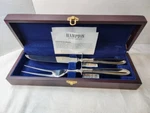 Hampton Silversmiths Erin Glossy 2-PIECE Carving Set Knife Fork Wooden Case. Fixed Price $18.97.