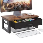 Heworlif Computer Monitor Stand Riser With Drawer, 2-TIER Desk Brown. Fixed Price $31.81.