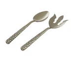 New Box Objet Platinum Silver Braid Serving Set Spoon & Fork Salad 2 Pc. Fixed Price $149.99.