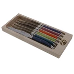 Jean Dubost Laguiole 6 Piece Steak Knife Set Paris Colors Wooden Tray France. Fixed Price $32.99.