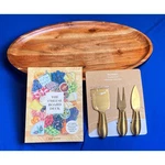 Cheese Board Knives And Styling Book Acacia Wood World Market 17"X9" Gift Idea. Fixed Price $29.99.
