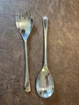 Vintage Silver Plate Sheffield England Salad Serving Fork Spoon Set 9.5 Inch. Fixed Price $25.00.