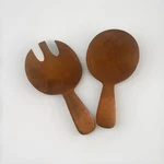 Vintage Pair Of Large Carved Wooden Salad Servers, One Fork And Spoon.. Fixed Price $52.90.