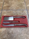 Jean Dubost Laguiole France Set Of 3 Stainless Steel Cheese Knives With Red Tray. Fixed Price $25.00.
