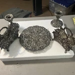Godinger Silver Art Co Table Set Candle Napkin Trivet , Grapevine. Fixed Price $50.00.