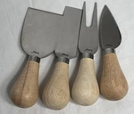 4 Pcs Stainless Steel Cheese Knife Set Wooden Handle Slicers & Cutters Tag. Fixed Price $12.25.