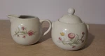 Covered Sugar Bowl & Creamer Set Cordon Bleu Bia Floral China Porcelain. Fixed Price $17.50.