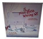Ulta Beauty 5 Piece Glass Serving Set 4 Plates 1 Food Plater Usa Seller. Fixed Price $22.45.