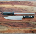 Zwilling J.a. Henckels 8" Friodur Chef's Knife & Honing Sharpening Steel Rod Lot. Fixed Price $34.99.