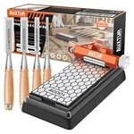 Auxtur Sharpening Stone With Honing Guide Tool,chisel Set Size, Orange. Fixed Price $82.58.