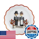 Mud Pie Thanksgiving Pilgrim Glass Platter 40700818. Fixed Price $22.66.