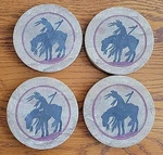 Thirsty Natural Sandstone Coasters Indian Horse Silhouette Cork Back Set. Fixed Price $24.99.