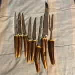 Vtg Regent Sheffield Knives Set Of 8 England Stainless Steel Faux Antler. Fixed Price $10.00.