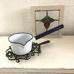 French Antique Enamel Ladle, Long Handle, Bistro Kitchen, Used. Fixed Price $391.53.
