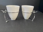 Lot 2 Mukul Goyal Chrome Bazaar Coffee Tea Mug Handle Human Figure. Fixed Price $99.95.