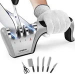 Longzon 4-IN-1 Knife Sharpener Stage With Pair Of Black+silver. Fixed Price $31.52.