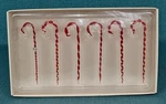 Pottery Barn Holiday Candy Cane Glass Red Swirl Cocktail Picks Box Of 6. Fixed Price $24.00.