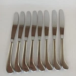 Oneida Minute Man Colonial Boston Satin Pistol Dinner Knives Set Of 8. Fixed Price $29.00.