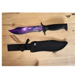 Purple Galaxy Survival Hunting Knife, Stainless Steel, Rubber Handle, Sheath. Fixed Price $35.00.