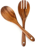 Wood Salad Tongs 10.2 Inch Spoon Fork Set Long Handle Server Utensil. Fixed Price $18.90.