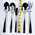 Tomodachi Serving Flatware Hammered Spoon Meat Fork Butter Stainless Steel 18/10. Fixed Price $27.00.