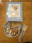 New Vtg Wire Duck Basket Kitchen Utensil Holder Wood Spoon Set Country Farmhouse. Fixed Price $24.75.