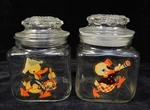 Pair Of Vintage Anchor Hocking Apothecary Jars / Kitchen Containers W Ducks Usa. Fixed Price $21.99.