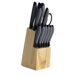 Gibson Home Dorain 14 Piece Stainless Steel Cutlery Set Black Wood Block. Fixed Price $46.17.